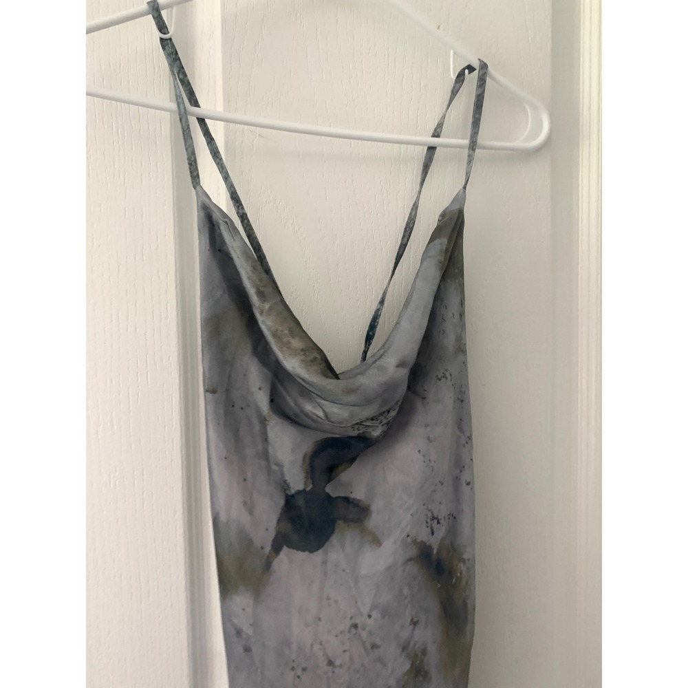 Topshop Cowl Neck Abstract Marble Print Midi Dress Grey Blue US 4 F105977 - Picture 3 of 11